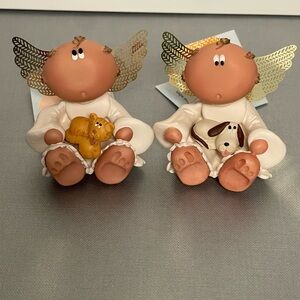 Russ Berrie Angel Cheeks Guardian Angels Lot of 2 - One w/Dog , One w/Cat - NWT